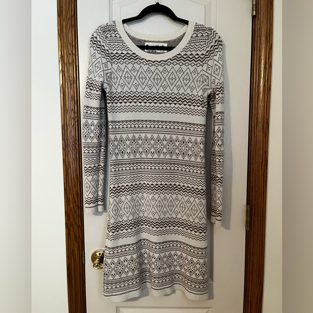 Cream and brown sweater dress, size small